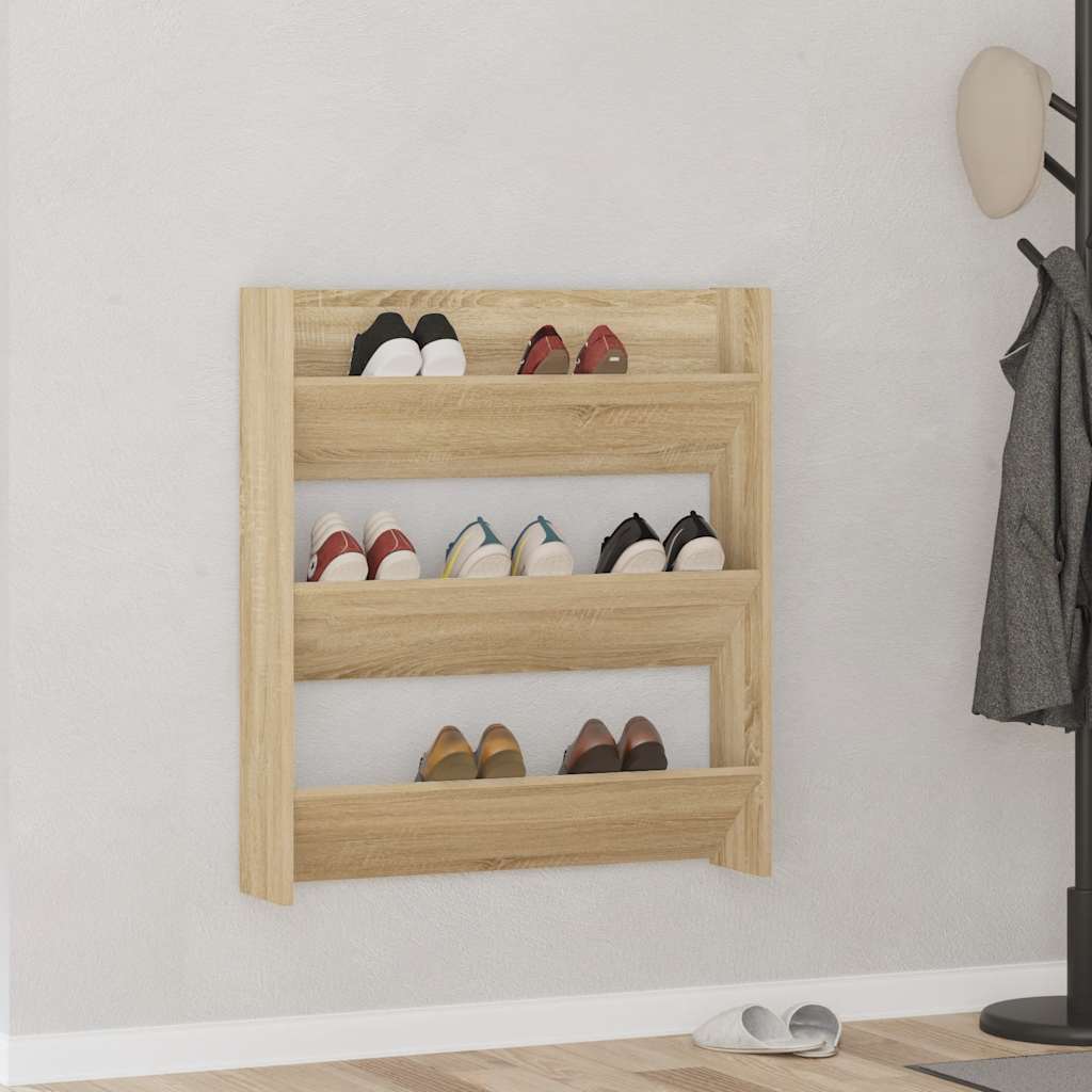 vidaXL Wand-Schuhschrank Sonoma-Eiche 80x18x90 cm Holzwerkstoff
