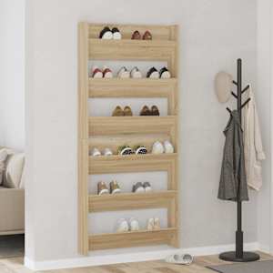 vidaXL Wall Shoe Cabinets 2 pcs Sonoma Oak 80x18x90 cm Engineered Wood