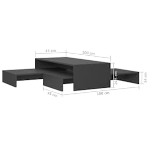 Sada konferenčních stolků šedá 100 x 100 x 26,5 cm dřevotříska - obrázek 9