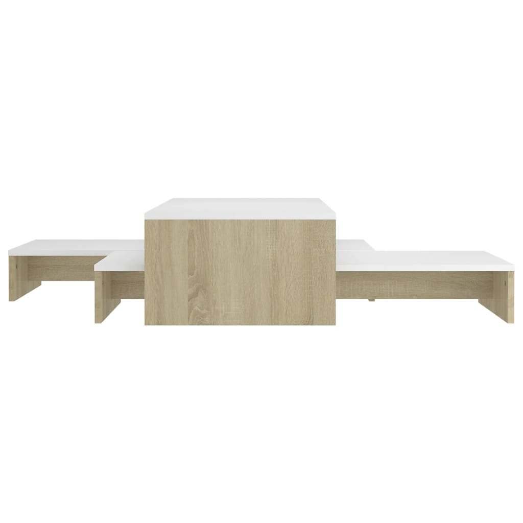 

vidaXL Salontafelset 100x100x26,5 cm wit en sonoma eikenkleurig