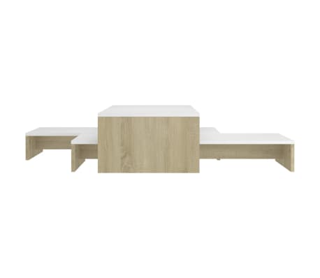 vidaXL Nesting Coffee Table Set White and Sonoma Oak Engineered Wood