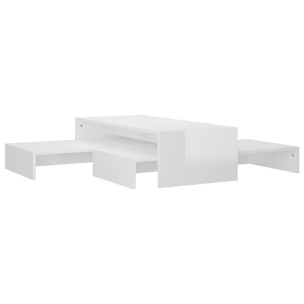 Satztisch-Set Hochglanz-Weiß 100x100x26,5 cm