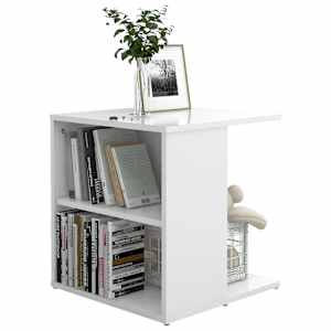 vidaXL Sidebord h&oslash;yglans hvit 45x45x48 cm sponplate