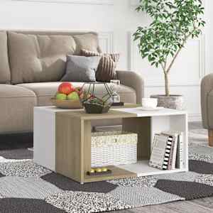 vidaXL Salongbord 4 stk hvit og sonoma eik 33x33x33 cm konstruert tre