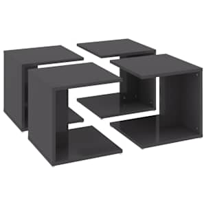 Konferenční stolky 4 ks šedé vysoký lesk 33x33x33cm dřevotříska - obrázek 9