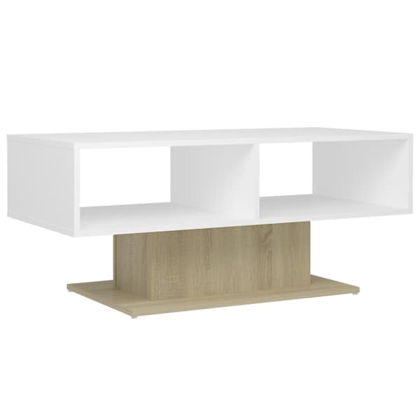 vidaXL kohvilaud, valge ja Sonoma tamm 103,5x50x44,5 cm tehispuit