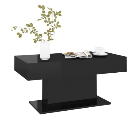 vidaXL Salongbord h&oslash;yglans svart 96x50x45 cm konstruert tre