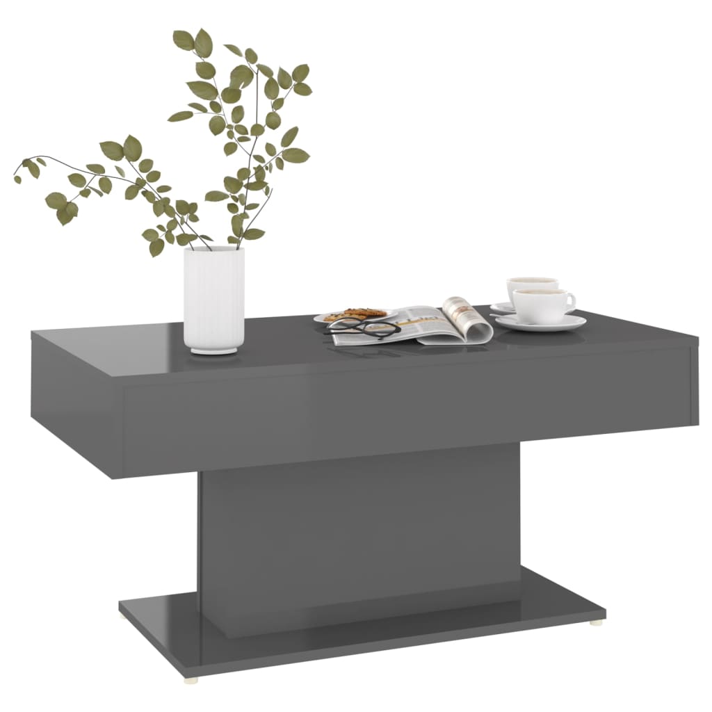 

vidaXL Salontafel 96x50x45 cm spaanplaat hoogglans grijs