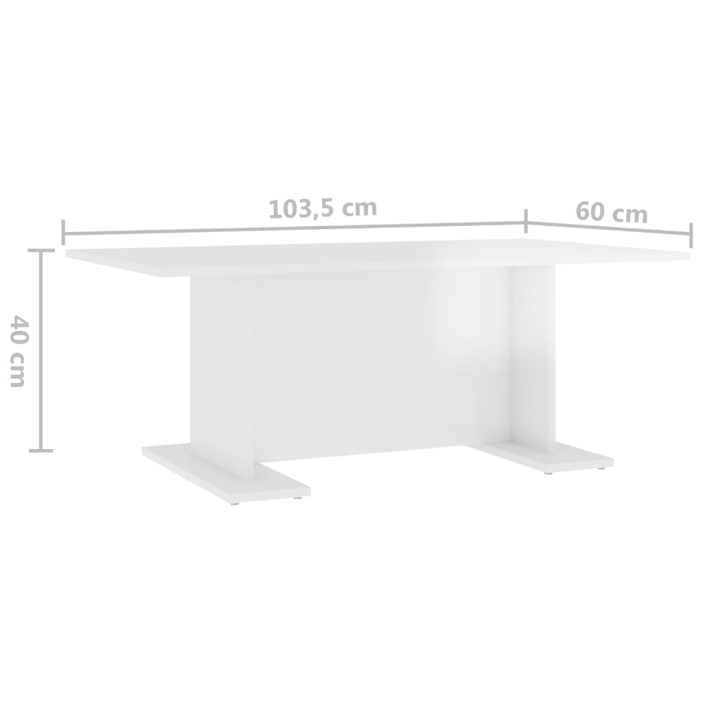Couchtisch Hochglanz-Weiß 103,5x60x40 cm Spanplatte