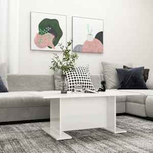 Konferenční stolek bílý lesklý 103,5x60x40 cm kompozitní dřevo - obrázek 1