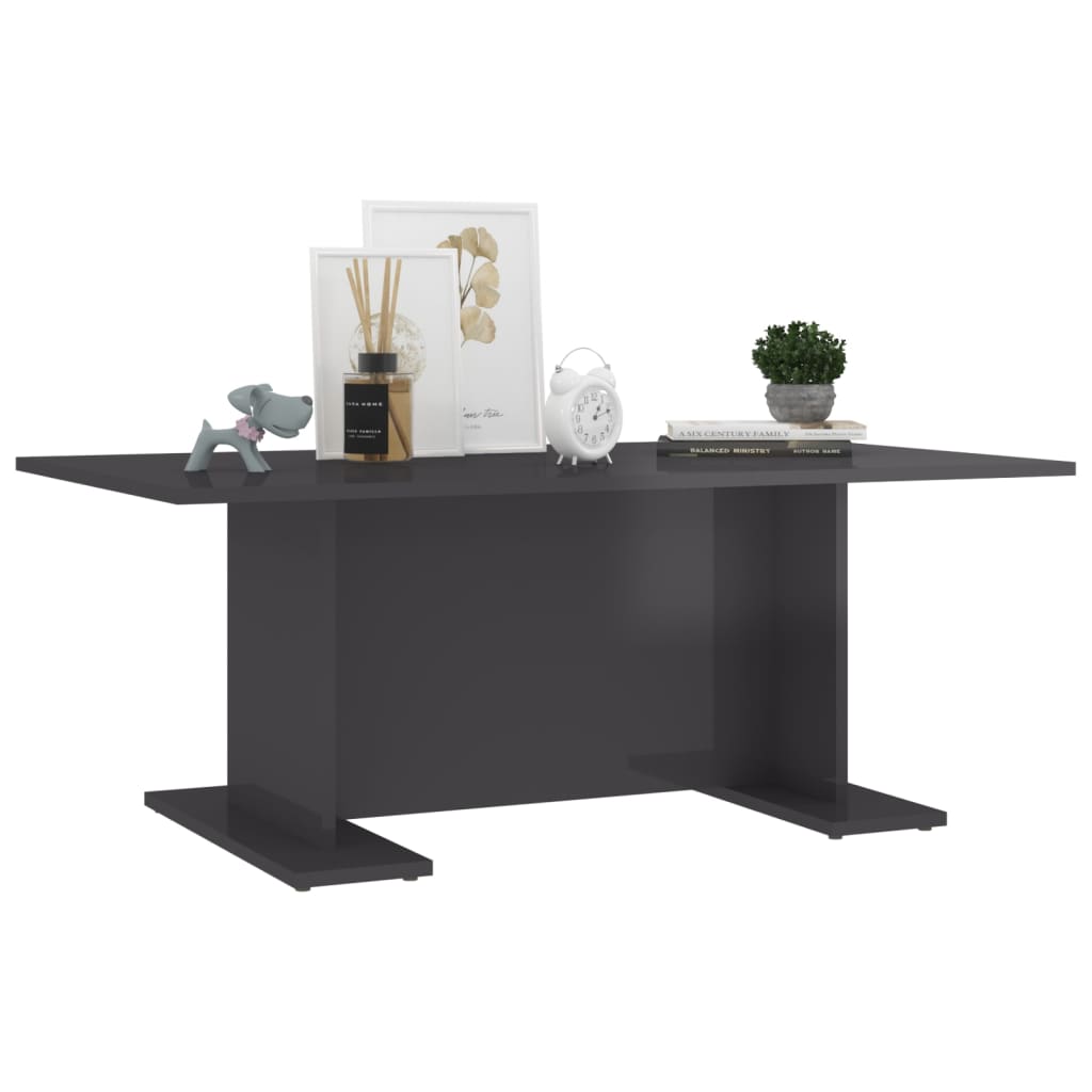 

vidaXL Salontafel 103,5x60x40 cm spaanplaat hoogglans grijs