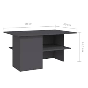 Konferenční stolek šedý 90 x 60 x 46,5 cm dřevotříska - obrázek 6