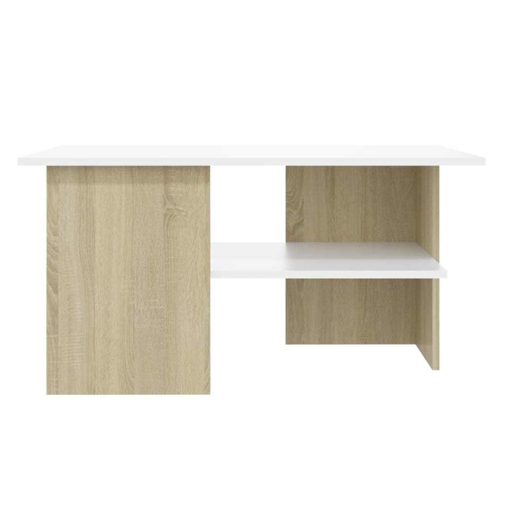 

vidaXL Salontafel 90x60x46,5 cm spaanplaat wit en sonoma eikenkleurig