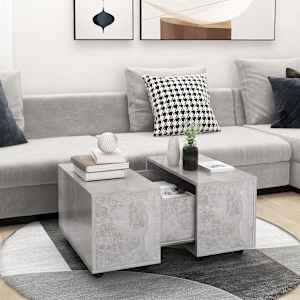 Klubska mizica betonsko siva 60x60x38 cm iverna plošča