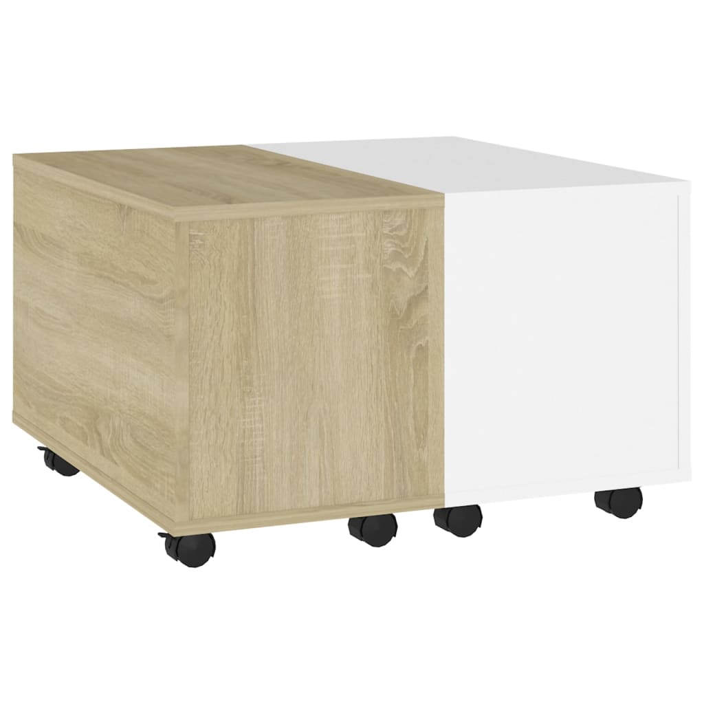 

vidaXL Salontafel 60x60x38 cm spaanplaat wit en sonoma eikenkleurig