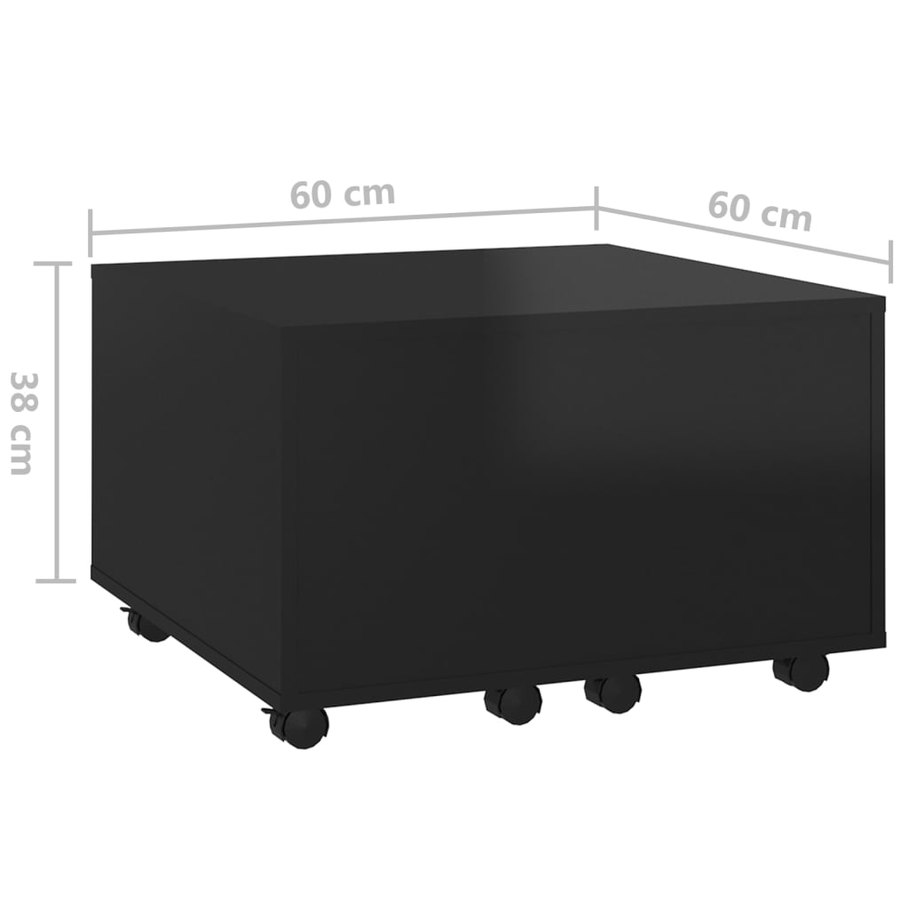 kafijas galdiņš, spīdīgi melns, 60x60x38 cm, skaidu plāksne | Stepinfit.lv