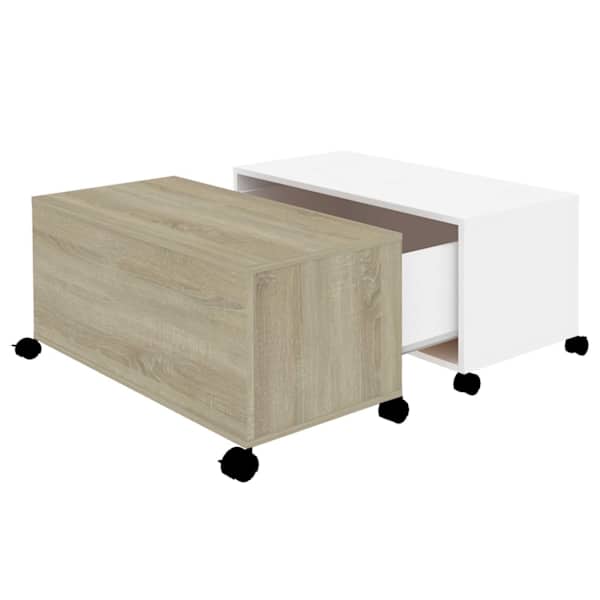 vidaXL kohvilaud, valge, Sonoma tamm, 75 x 75 x 38 cm, tehispuit