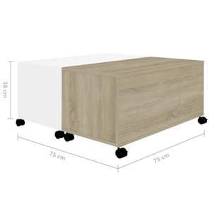 Konferenční stolek bílý a dub sonoma 75 x 75 x 38 cm kompozit - obrázek 8