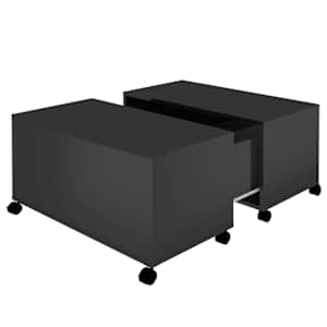 Konferenční stolek černý vysoký lesk 75x75x38 cm dřevotříska - obrázek 2