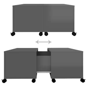 Konferenční stolek šedý vysoký lesk 75x75x38 cm dřevotříska - obrázek 7