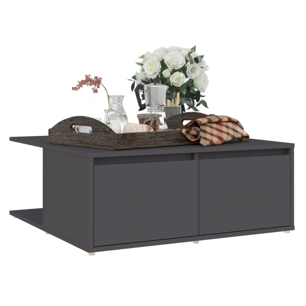 vidaXL Coffee Table Gray 31.5"x31.5"x12.2" Chipboard