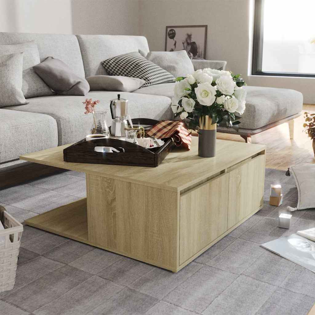 vidaXL Stolik kawowy, d�b sonoma, 80x80x31 cm, materia� drewnopochodny