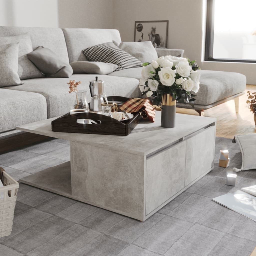 vidaXL Stolik kawowy, szaro�� betonu, 80x80x31 cm