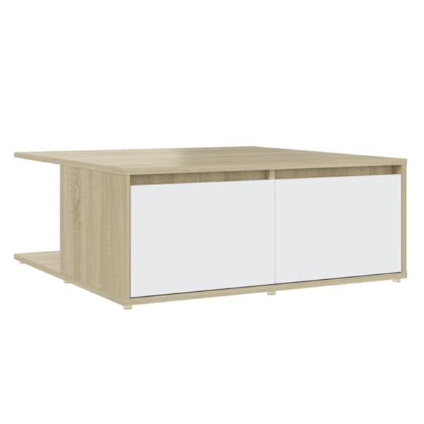 vidaXL kohvilaud, valge ja Sonoma tamm, 80 x 80 x 31 cm tehispuit
