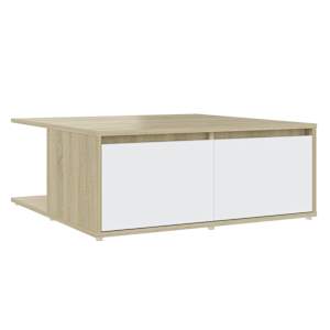 Konferenční stolek bílý a dub sonoma 80 x 80 x 31 cm kompozit - obrázek 2