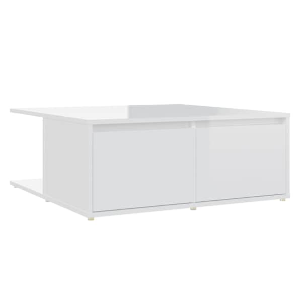 vidaXL k&otilde;rgl&auml;ikega kohvilaud, valge, 80x80x31 cm, puitlaastplaat