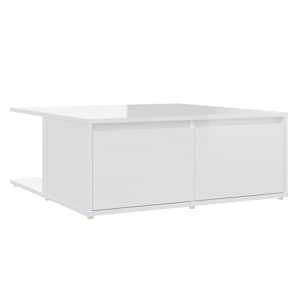 Konferenční stolek vysoký lesk bílý 80 x 80 x 31 cm dřevotříska - obrázek 2