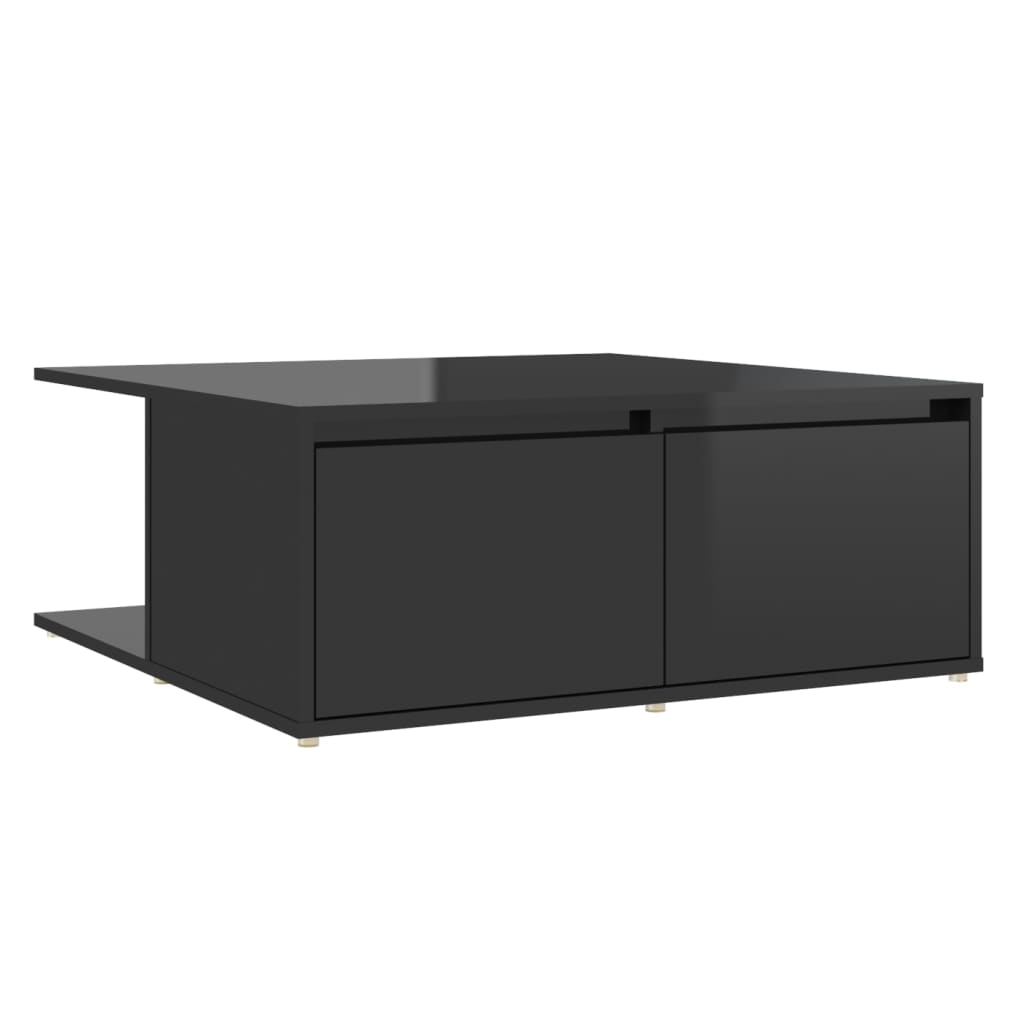 

vidaXL Coffee Table High Gloss Black 31.5"x31.5"x12.2" Engineered Wood