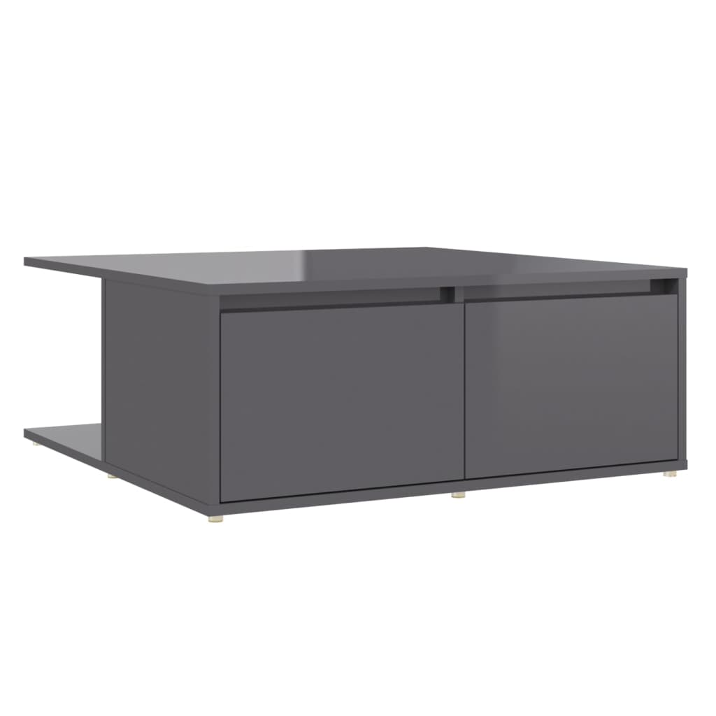 

vidaXL Coffee Table High Gloss Gray 31.5"x31.5"x12.2" Engineered Wood