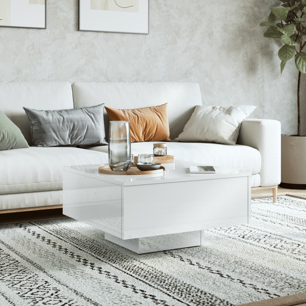 

vidaXL Salontafel 60x60x31,5 cm spaanplaat hoogglans wit