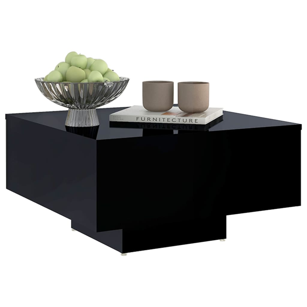 vidaXL Salontafel 60x60x31,5 cm spaanplaat hoogglans zwart