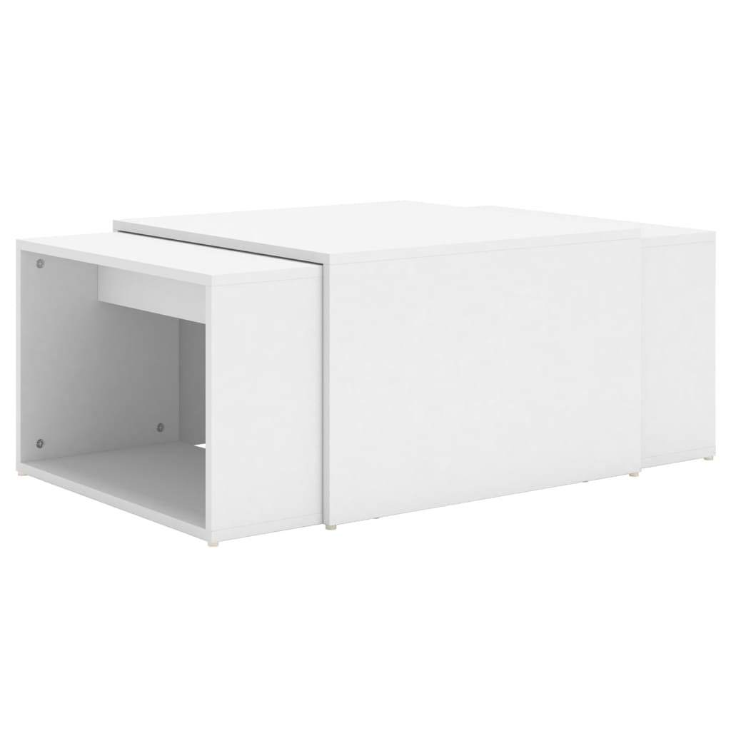 3-tlg. Satztisch-Set Weiß 60x60x38 cm Holzwerkstoff
