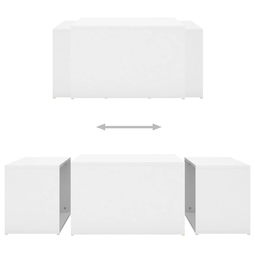 3-tlg. Satztisch-Set Weiß 60x60x30 cm Spanplatte