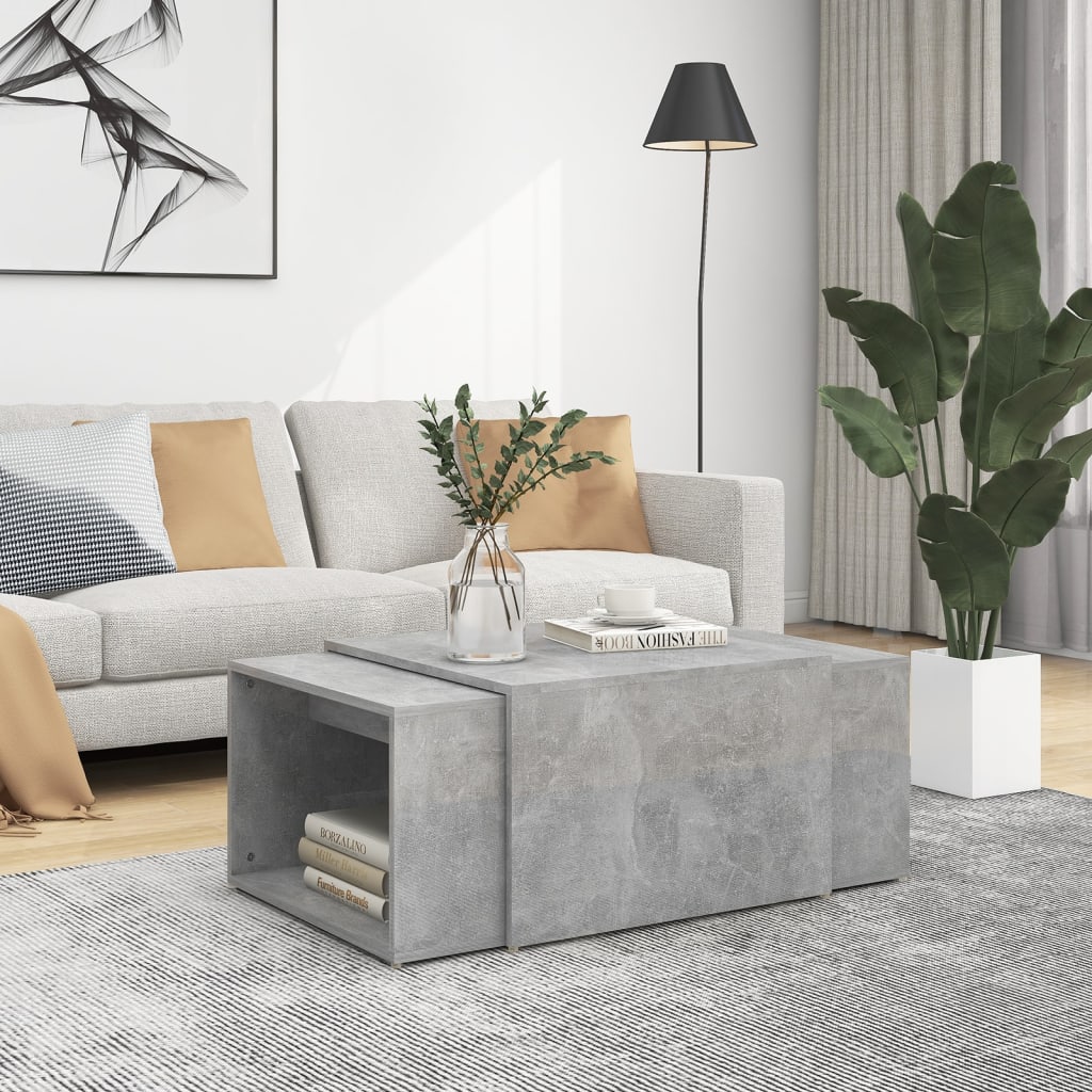 vidaXL indskudsborde 3 stk. 60x60x38 cm spånplade betongrå