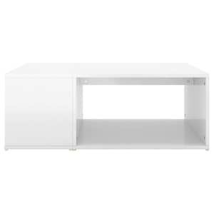 vidaXL Salongbord h&oslash;yglans hvit 90x67x33 cm konstruert tre