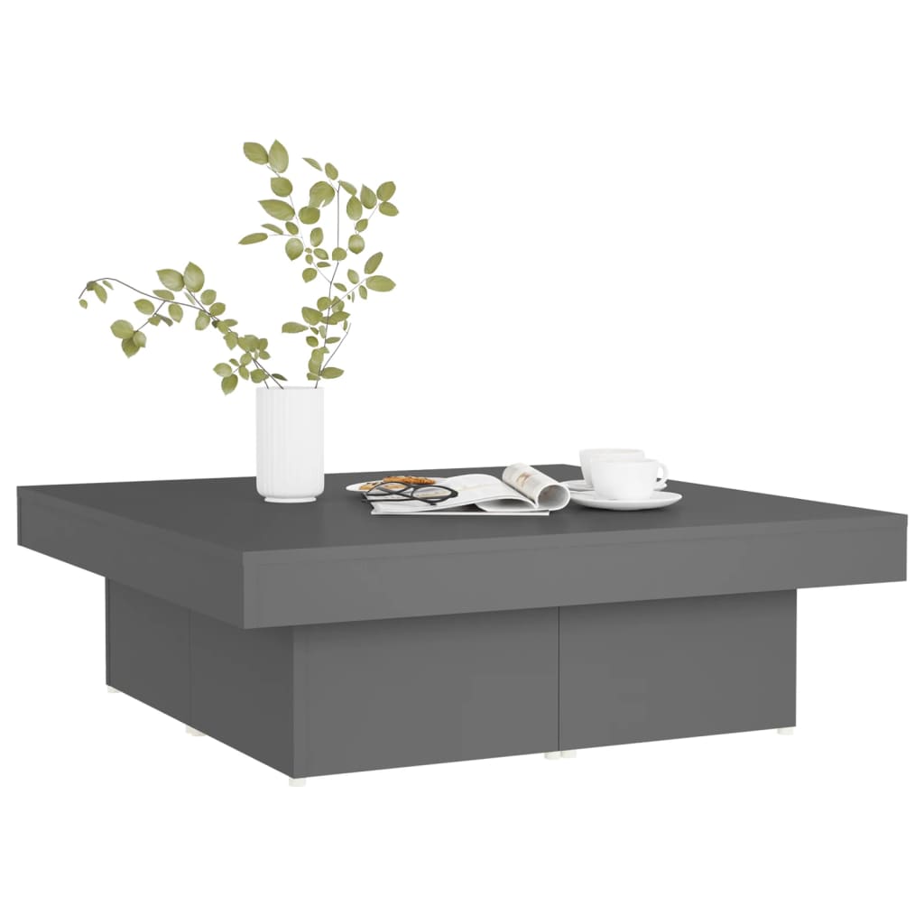 vidaXL Coffee Table Gray 35.4"x35.4"x11" Chipboard