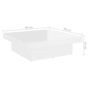 Konferenční stolek bílý lesklý 90 x 90 x 28 cm kompozitní dřevo - obrázek 7