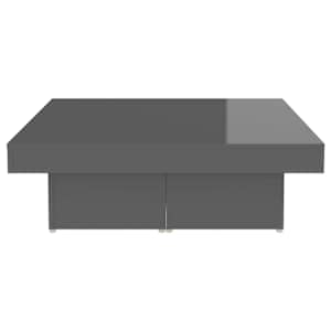 Konferenční stolek šedý vysoký lesk 90 x 90 x 28 cm dřevotříska - obrázek 6