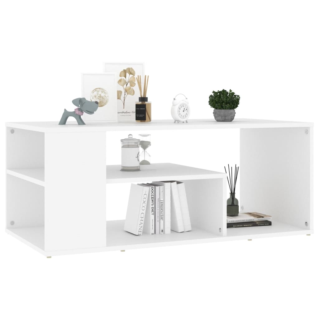 vidaXL Coffee Table White 39.4"x19.7"x15.7" Chipboard