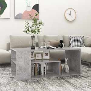 Klubska mizica betonsko siva 100x50x40 cm iverna plošča