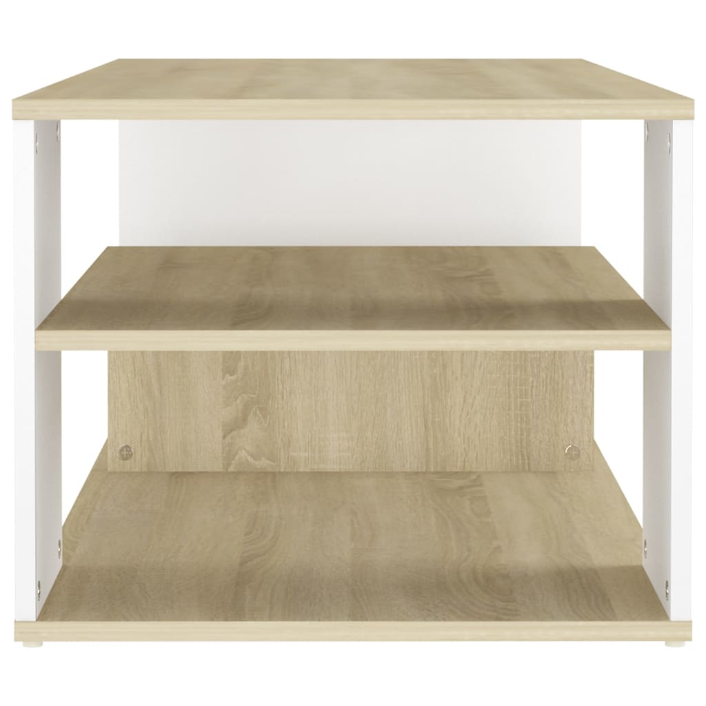 vidaXL Coffee Table White and Sonoma Oak 39.4"x19.7"x15.7" Chipboard