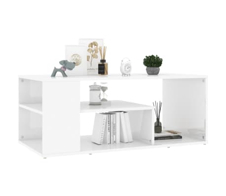 vidaXL Couchtisch Hochglanz-Wei&szlig; 100x50x40 cm Holzwerkstoff