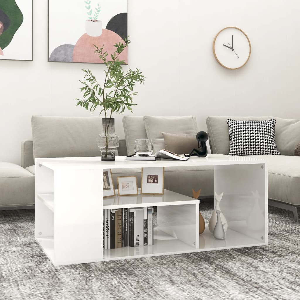 vidaXL sofabord 100x50x40 cm spånplade hvid højglans