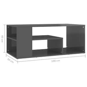 Konferenční stolek šedý vysoký lesk 100x50x40 cm dřevotříska - obrázek 6