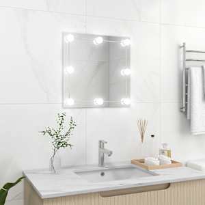 Stensko ogledalo z LED lučkami kvadratno steklo