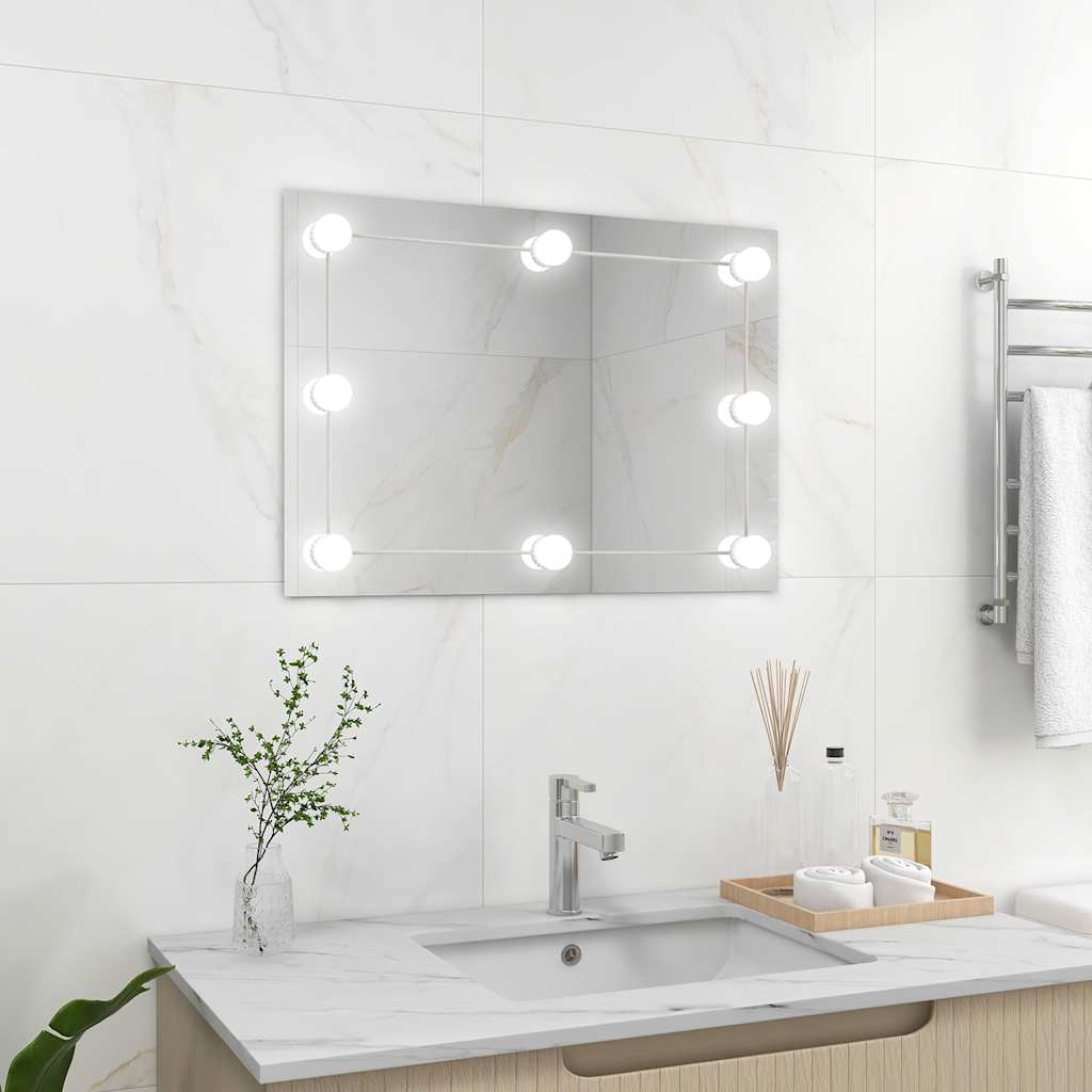 Frameless Glass Wall Mirror with LED Lights in Multiple Sizes vidaXL - Picture 86 of 96